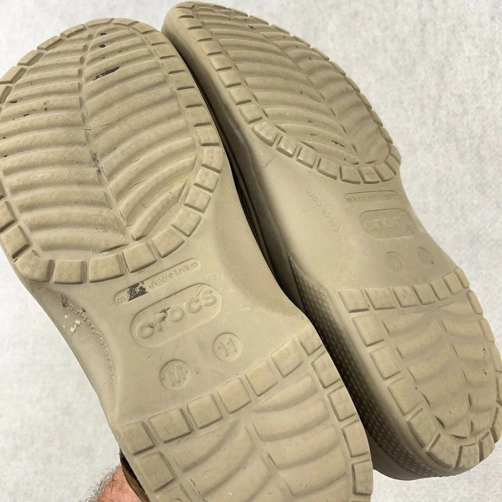Men's Crocs Yukon Vista II Leather Rubber Slip-On Clog Sandals Brown Size 11